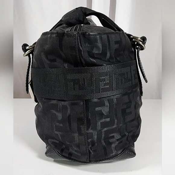 Fendi zip code hand bag. Nylon and leather
